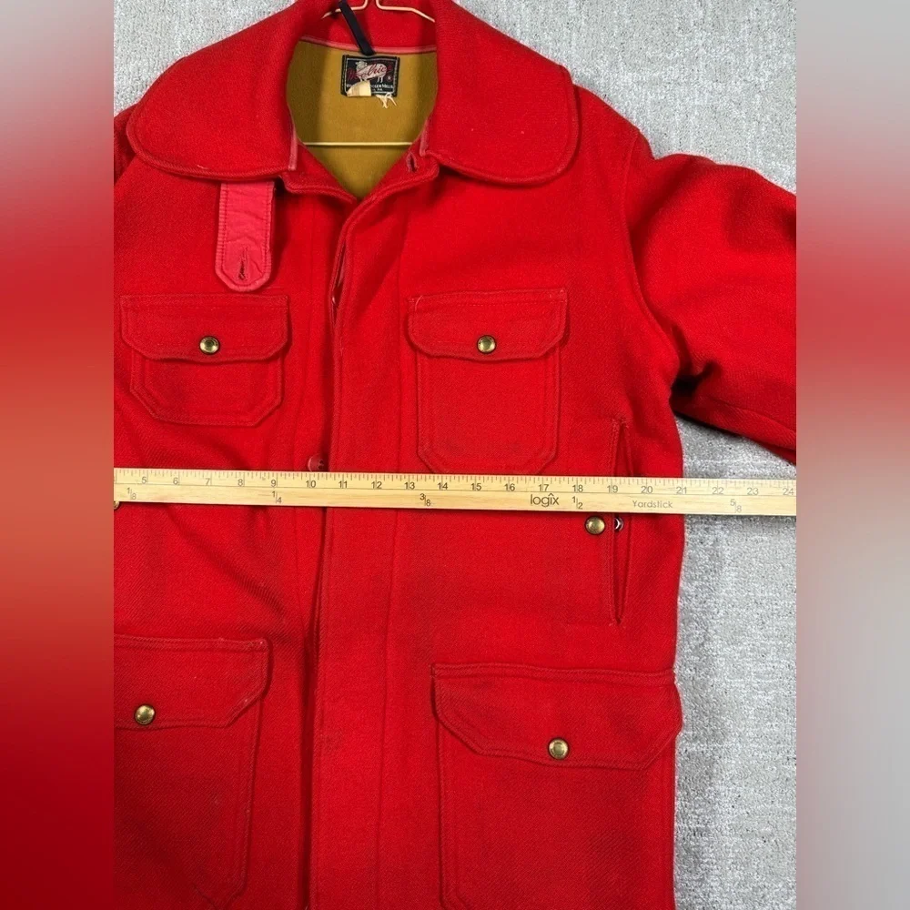 Vintage Woolrich Woolen Mills 1950s Mens Red Hunting Jacket Mens Size 38